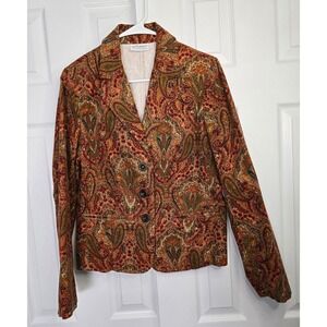 Vintage Villager by Liz Claiborne Paisley Corduroy Blazer Jacket- Size 10